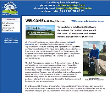 GolfingFife.com website screenshot