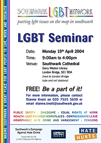Southwark LGBT Network Seminar poster/flyer artwork