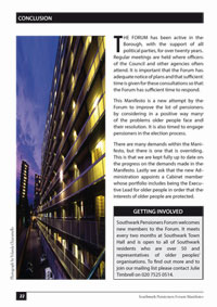 Southwark Pensioners Forum Manifesto